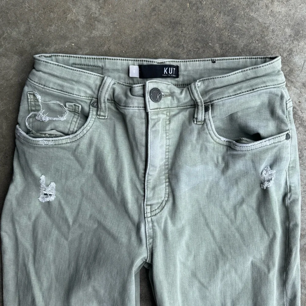 Kut from the Kloth Distressed Green Jeans